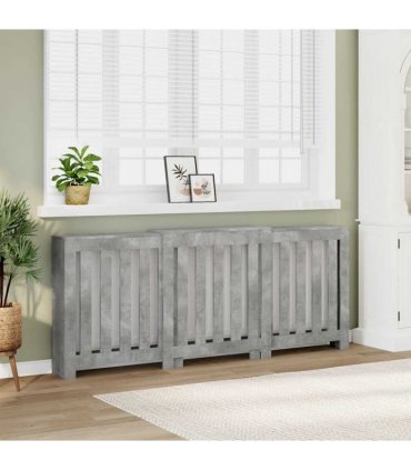 vidaXL Radiator Cover Concrete Grey 205x21.5x83.5 cm Engineered Wood — Size: 205 x 21.5 x 83.5 cm — V0672052490