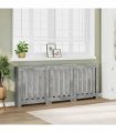 vidaXL Radiator Cover Concrete Grey 205x21.5x83.5 cm Engineered Wood — Size: 205 x 21.5 x 83.5 cm — V0672052490