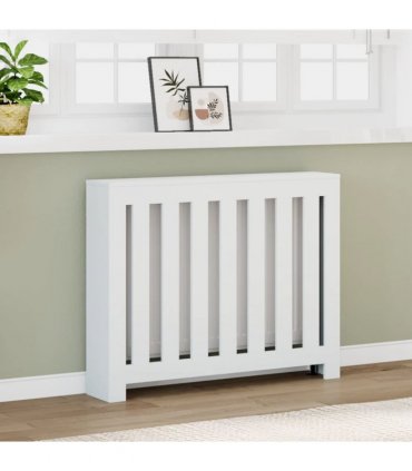 vidaXL Radiator Cover White 104x20x82 cm Engineered Wood — Size: 104 x 20 x 82 cm — V0672052493