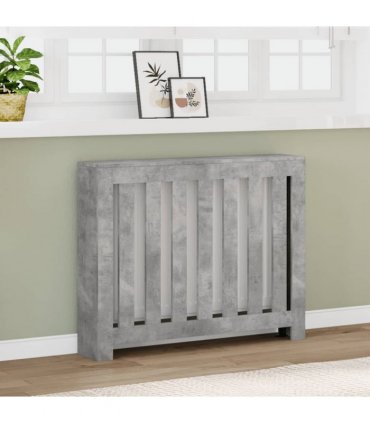 vidaXL Radiator Cover Concrete Grey 104x20x82 cm Engineered Wood — Size: 104 x 20 x 82 cm — V0672052496