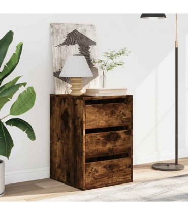 vidaXL Corner Chest of Drawers Smoked Oak 40x41x58 cm Engineered Wood — Size: 40 x 41 x 58 cm