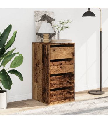 vidaXL Corner Chest of Drawers Old Wood 40x41x76 cm Engineered Wood — Size: 40 x 41 x 76 cm