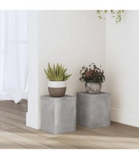 vidaXL Plant Stands 2 pcs Concrete Grey 15x15x20 cm Engineered Wood — Size: 15 x 15 x 20 cm