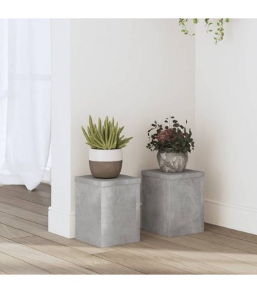 vidaXL Plant Stands 2 pcs Concrete Grey 15x15x20 cm Engineered Wood — Size: 15 x 15 x 20 cm