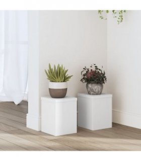 vidaXL Plant Stands 2 pcs White 15x15x20 cm Engineered Wood — Size: 15 x 15 x 20 cm