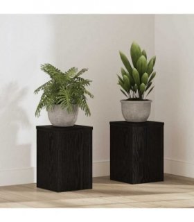 vidaXL Plant Stand 2 pcs Black Oak 20 x 20 x 30 cm Engineered Wood