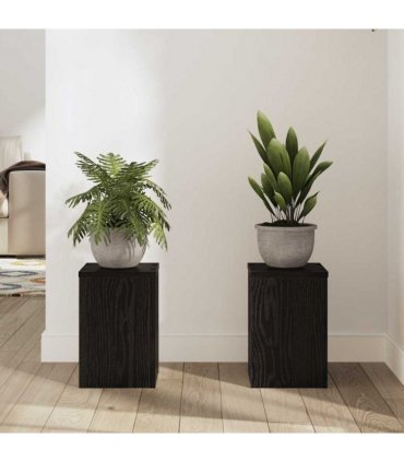 vidaXL Plant Stand 2 pcs Black Oak 20 x 20 x 30 cm Engineered Wood