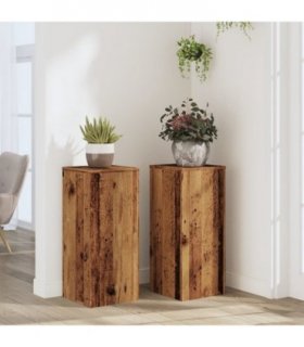 vidaXL Plant Stands 2 pcs Old Wood 30x30x70 cm Engineered wood — Size: 30 x 30 x 70 cm