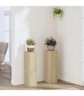 vidaXL Plant Stand 2pcs Sonoma Oak 17x17x60 cm Engineered Wood — Size: 17 x 17 x 60 cm