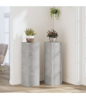 vidaXL Plant Stand 2pcs Concrete Grey 25x25x80 cm Engineered Wood — Size: 25 x 25 x 80 cm