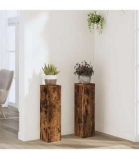 vidaXL Plant Stand 2pcs Smoked Oak 17x17x60 cm Engineered Wood — Size: 17 x 17 x 60 cm