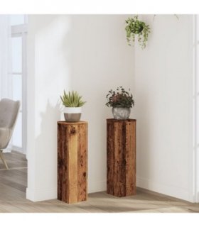 vidaXL Plant Stand 2pcs Old Wood 17x17x60 cm Engineered Wood — Size: 17 x 17 x 60 cm