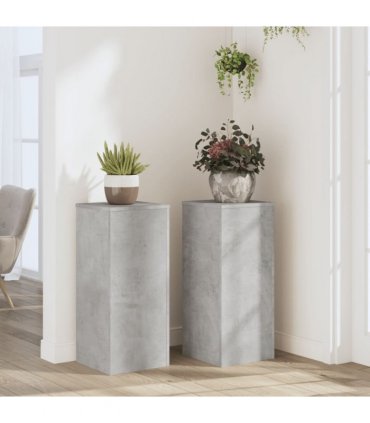 vidaXL Plant Stands 2 pcs Concrete Grey 30x30x70 cm Engineered wood — Size: 30 x 30 x 70 cm