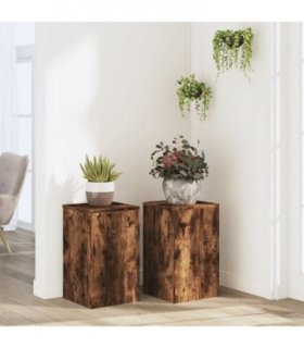 vidaXL Plant Stands 2 pcs Smoked Oak 30x30x50 cm Engineered wood — Size: 30 x 30 x 50 cm