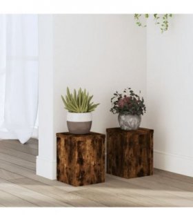 vidaXL Plant Stands 2 pcs Smoked Oak 15x15x20 cm Engineered Wood — Size: 15 x 15 x 20 cm