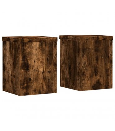 vidaXL Plant Stands 2 pcs Smoked Oak 15x15x20 cm Engineered Wood — Size: 15 x 15 x 20 cm