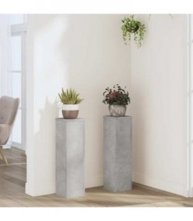vidaXL Plant Stand 2pcs Concrete Grey 17x17x60 cm Engineered Wood — Size: 17 x 17 x 60 cm