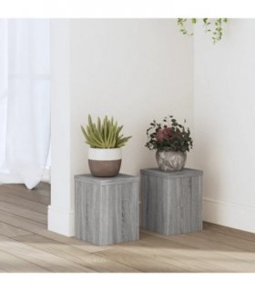 vidaXL Plant Stands 2 pcs Grey Sonoma 15x15x20 cm Engineered Wood — Size: 15 x 15 x 20 cm
