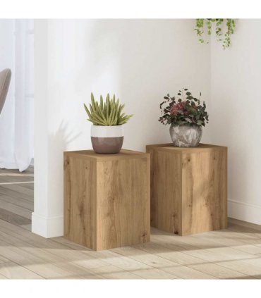 vidaXL Plant Stands 2 pcs Artisan Oak 25x25x35 cm Engineered Wood — Size: 25 x 25 x 35 cm