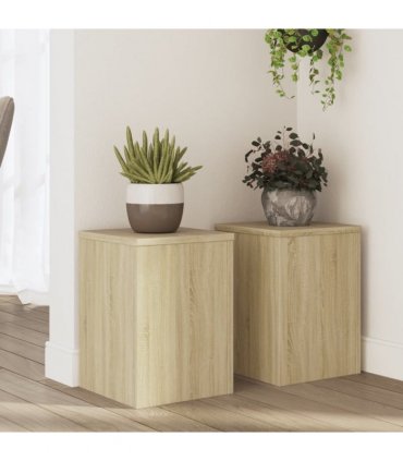 vidaXL Plant Stands 2 pcs Sonoma Oak 25x25x35 cm Engineered Wood — Size: 25 x 25 x 35 cm