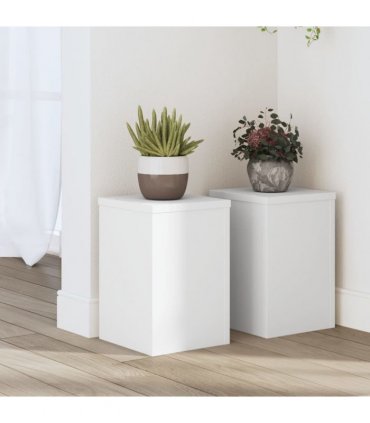 vidaXL Plant Stands 2 pcs White 20x20x30 cm Engineered Wood — Size: 20 x 20 x 30 cm