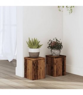 vidaXL Plant Stands 2 pcs Old Wood 15x15x20 cm Engineered Wood — Size: 15 x 15 x 20 cm