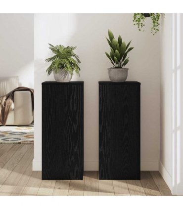 vidaXL Plant Stand 2 pcs Black Oak 30 x 30 x 70 cm Engineered Wood