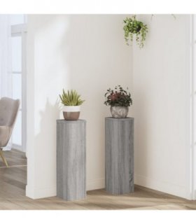 vidaXL Plant Stand 2pcs Grey Sonoma 17x17x60 cm Engineered Wood — Size: 17 x 17 x 60 cm