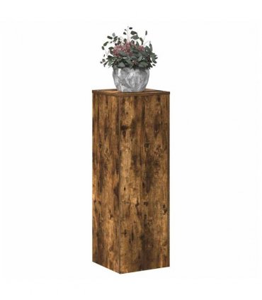 vidaXL Plant Stand Smoked Oak 33x33x100 cm Engineered Wood