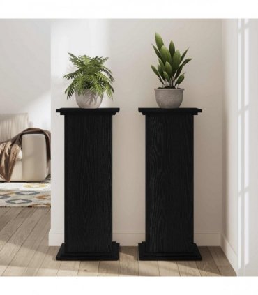 vidaXL Plant Stand Black Oak 33 x 33 x 100 cm Engineered wood