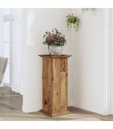 vidaXL Plant Stand Old Wood 33x33x80 cm Engineered Wood — Size: 33 x 33 x 80 cm