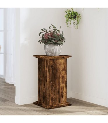 vidaXL Plant Stand Smoked Oak 33x33x60 cm Engineered Wood — Size: 33 x 33 x 60 cm