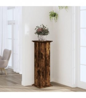 vidaXL Plant Stand Smoked Oak 33x33x100 cm Engineered Wood — Size: 33 x 33 x 100 cm