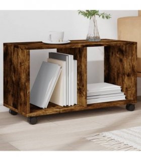 vidaXL Rolling Cabinet Smoked Oak 72x33x42.5 cm Engineered Wood