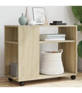 vidaXL Side Table with Wheels Sonoma Oak 70x35x60 cm Engineered Wood