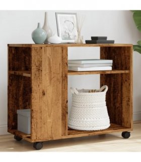 vidaXL Side Table with Wheels Old Wood 70x35x60 cm Engineered Wood