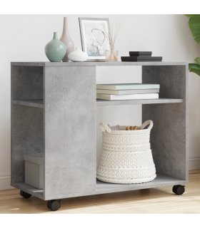 vidaXL Side Table with Wheels Concrete Grey 70x35x60 cm Engineered Wood