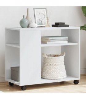 vidaXL Side Table with Wheels White 70x35x60 cm Engineered Wood