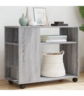 vidaXL Side Table with Wheels Grey Sonoma 70x35x60 cm Engineered Wood