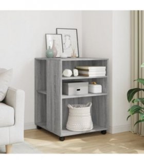 vidaXL Side Table with Wheels Grey Sonoma 55x60x78 cm Engineered Wood