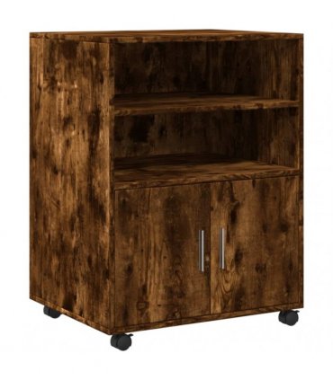 vidaXL Rolling Cabinet Smoked Oak 60x48x81 cm Engineered Wood