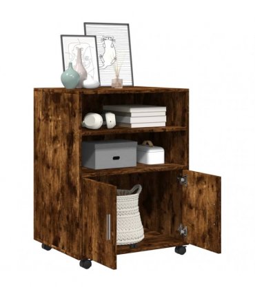 vidaXL Rolling Cabinet Smoked Oak 60x48x81 cm Engineered Wood