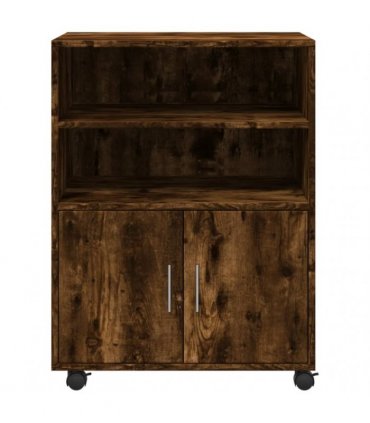 vidaXL Rolling Cabinet Smoked Oak 60x48x81 cm Engineered Wood