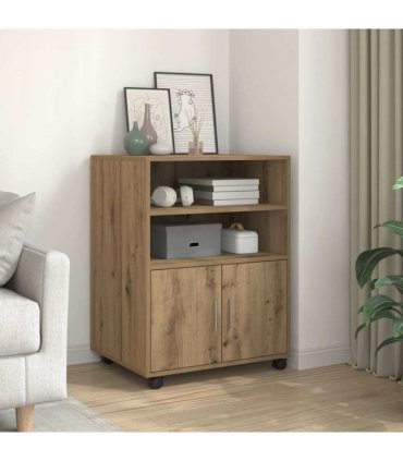 vidaXL Rolling Cabinet Artisian Oak 60x48x81 cm Engineered Wood