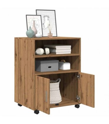 vidaXL Rolling Cabinet Artisian Oak 60x48x81 cm Engineered Wood