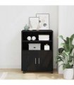 vidaXL Cabinet with Shelf with Wheel Black Oak 60 x 48 x 74.5 cm