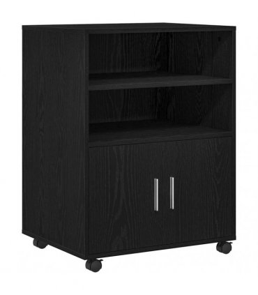 vidaXL Cabinet with Shelf with Wheel Black Oak 60 x 48 x 74.5 cm