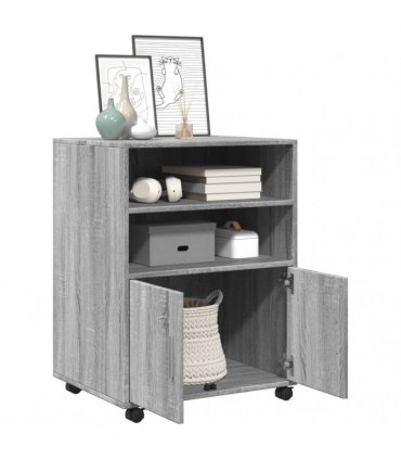 vidaXL Rolling Cabinet Grey Sonoma 60x48x81 cm Engineered Wood