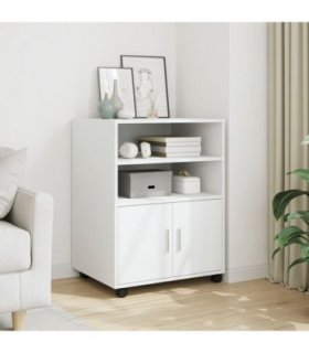 vidaXL Rolling Cabinet White 60x48x81 cm Engineered Wood