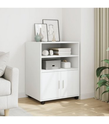 vidaXL Rolling Cabinet White 60x48x81 cm Engineered Wood